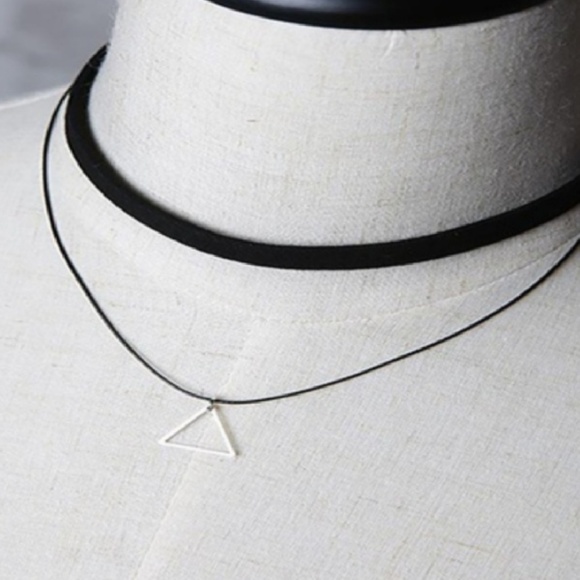 RESTOCKED! Double Choker Triangle Pendant Necklace - Picture 2 of 3